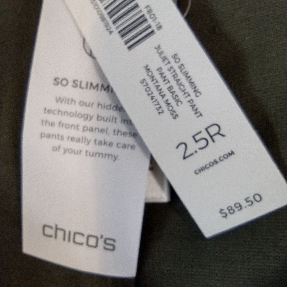 Chico's Green Ankle Pants Women's Size 14 Juliet Slim Trim Stretch Office NWT - Picture 8 of 11